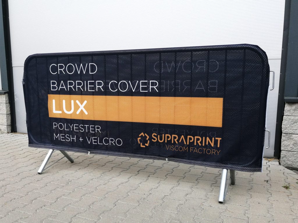 Crowd barrier cover | Printed advertising on steel mobile barriers