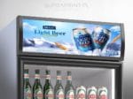 topper backlit graphics for advertising beverages cooler fridge