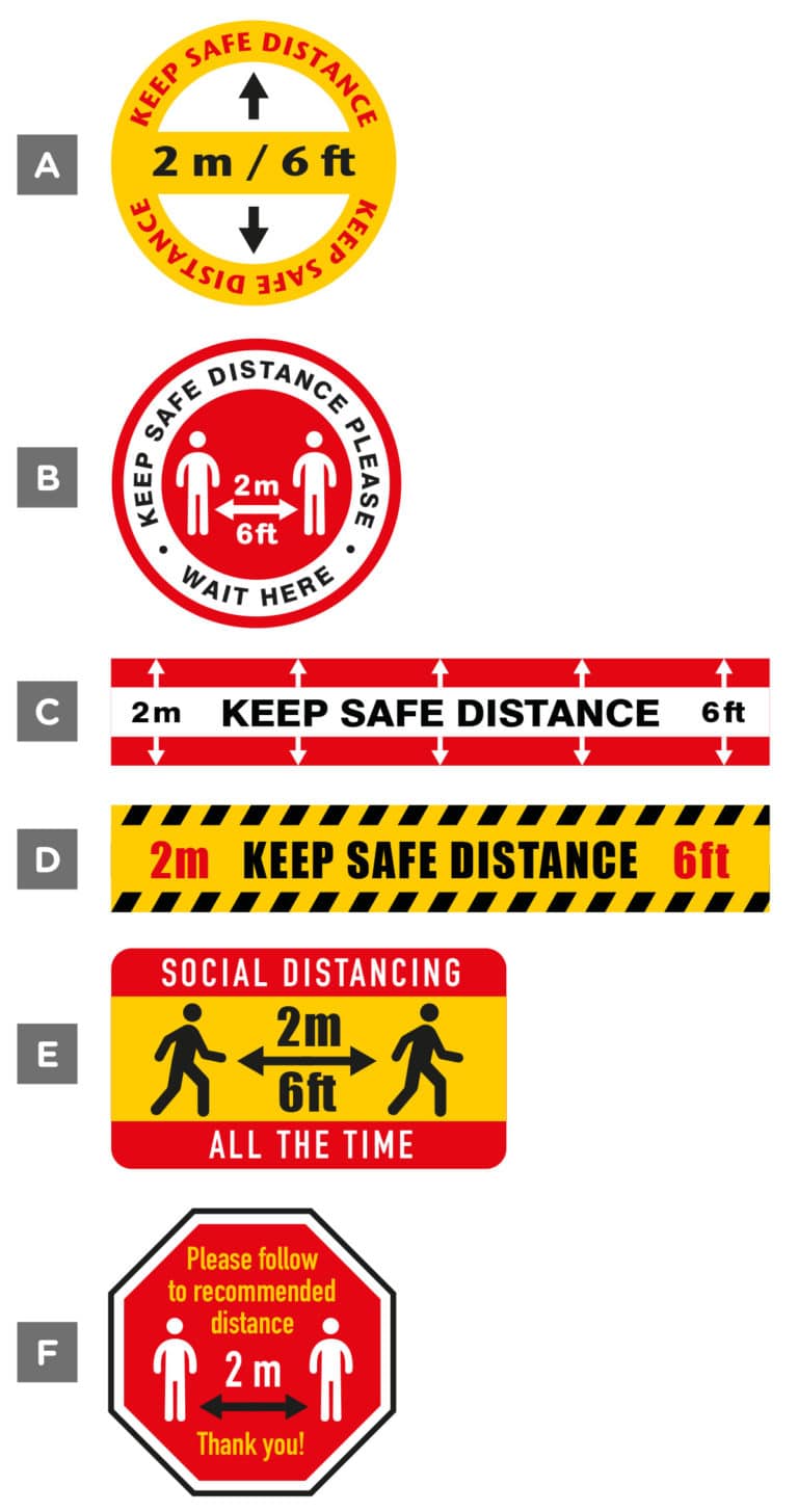 keep safe distance floor stickers design