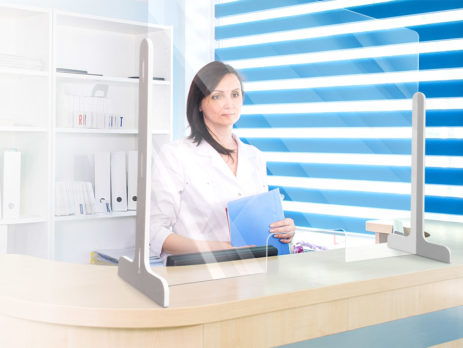 protective acrylic plexiglass barrier shield free-standing