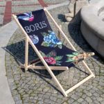 branded deckchairs printed custom logo design for company restaurant event