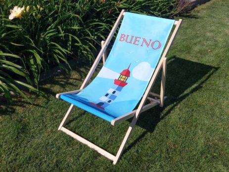 branded deckchairs printed custom logo design for company restaurant event
