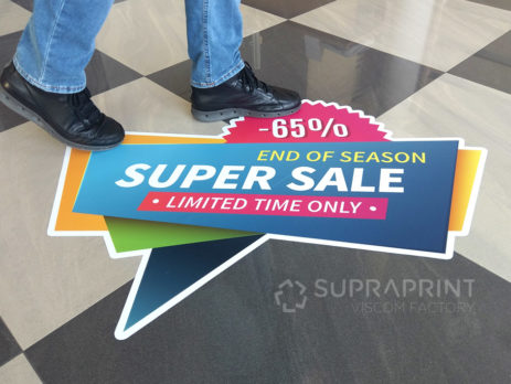 Custom printed floor stickers with non-slip laminate R9 R10
