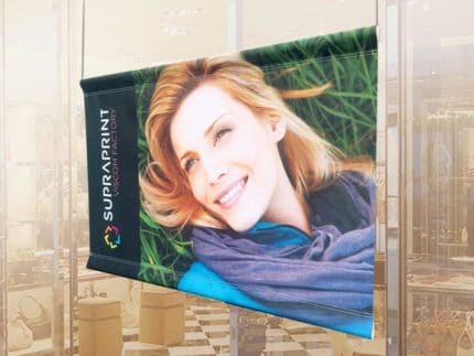 custom printed textile banner for mall store