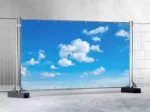 Pre-designed pre-printed heras fence cover blue sky