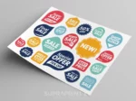 Printed custom stickers set on sheet