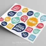 Printed custom stickers set on sheet