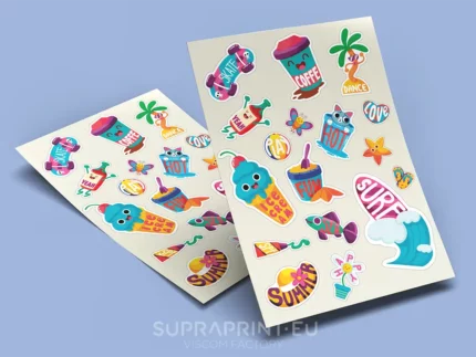 Printed custom stickers set on sheet