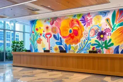 self-adhesive fabric wall mural for expo and fairs