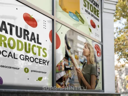 self-adhesive vinyls for shop window printed from the glue side