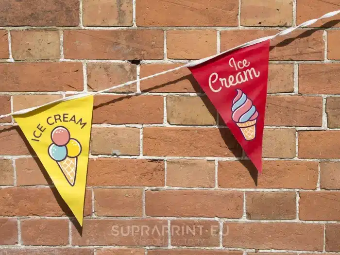 printed bunting with logo