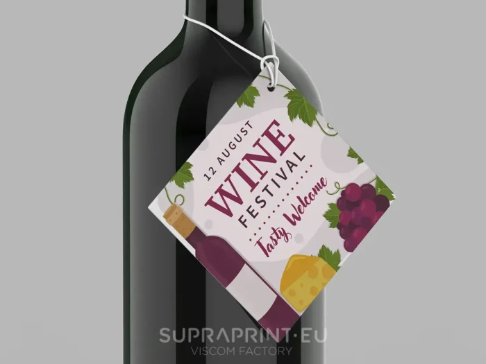 printed wine bootle neck hang tags