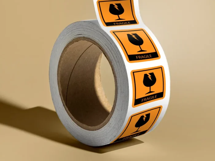 orange fluorescent roll labels printed