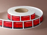 red neon labels on roll printing online