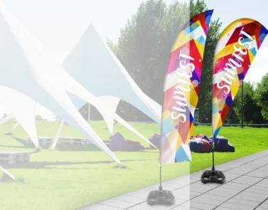 custom feather flags printed for event