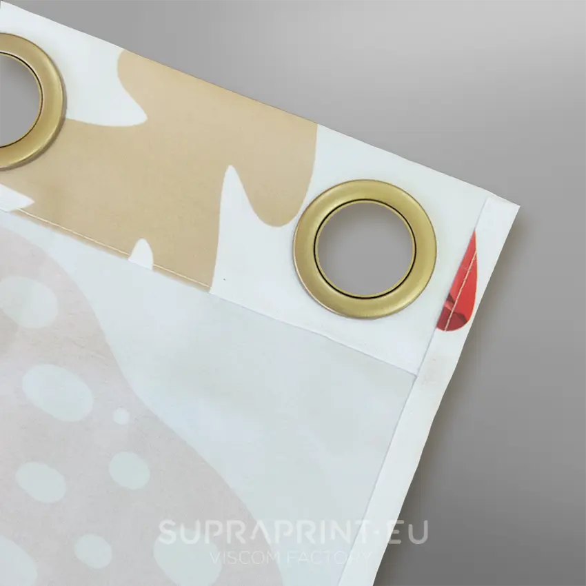 Custom printed curtains - Satin gold grommet