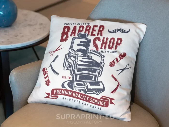 Cushion with printed logo