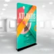 Textile stand with graphics printed on fabric