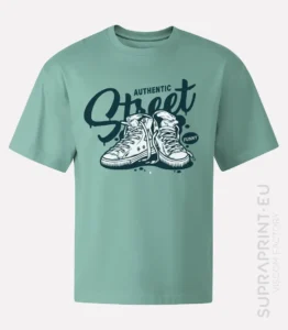 T-shirts in trendy and fresh pistachio mint colour printed on request